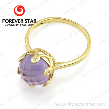 New Arrival Gold Ring with Amethyst Stone 18K